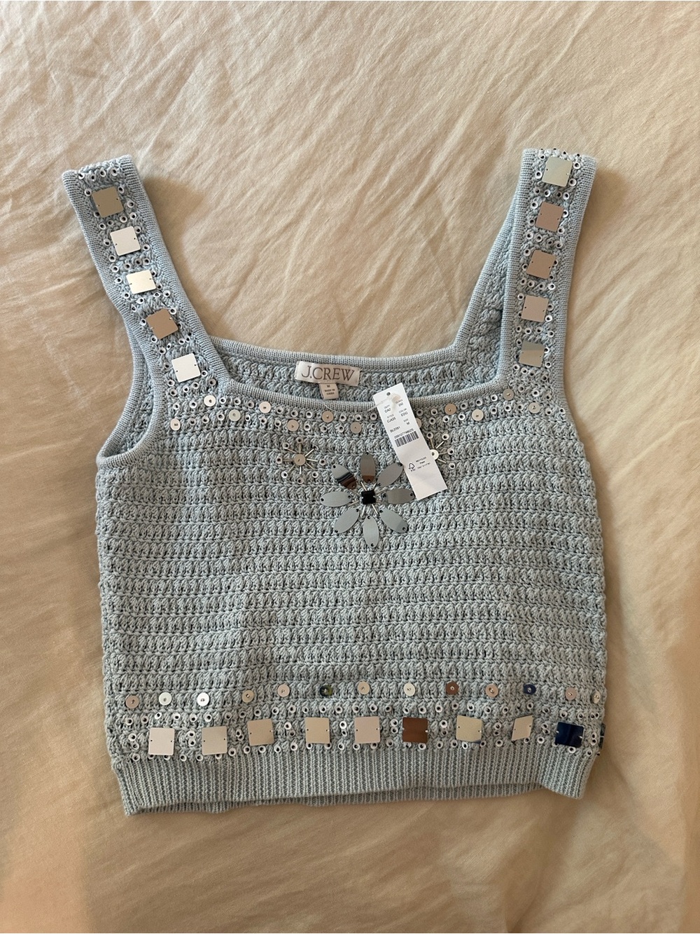 J. Crew Sweater-tank with hand-embellished mirrors